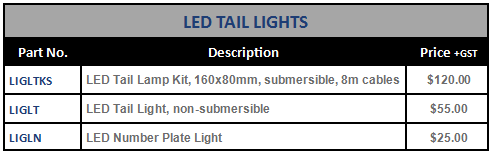 LED Tail lights table
